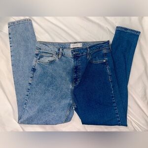 Topshop color block Jamie jeans in multi